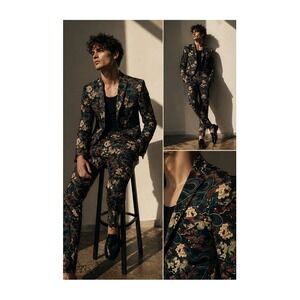 Topman Luxury Dragon Floral Suit Set 40R Slim Designer Statement Rare